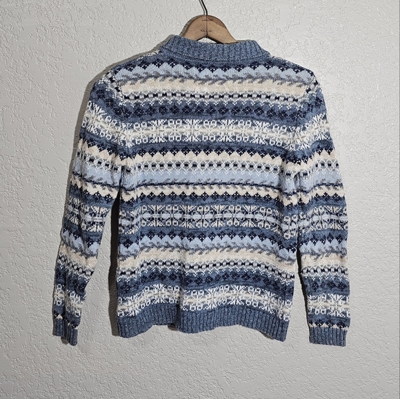 Vintage Heirloom Collectibles Blue Fair Isle Knit Zippered Sweater - Picture 2 of 3
